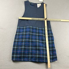 Tartans Dress Womens Medium Blue Plaid Fleece Lined Sleeveless Back Button NWT