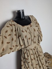 NUMPH Beige Leafs Pattern Pleated Belted Dress Tunic size 14