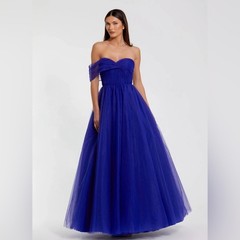 Mac Duggal 68713 One Side Off the Shoulder Bustier Ball Gown – Cobalt – 6 – NWT