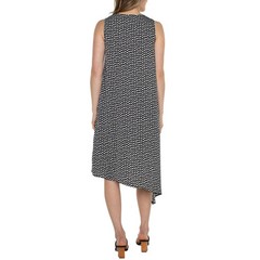 Liverpool Black & White Dot Sleeveless Pocket Dress Assymetric Womens Small