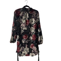 Three Eighty Two Velvet Burnout Dress Semi Sheer Floral Goth Romantic Size M