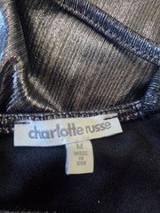 Charlotte Russe Metallic Silver Cowl Neck Backless Strappy Mini Dress M