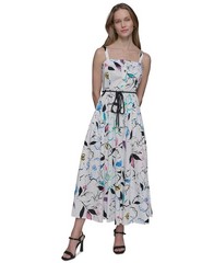 KARL LAGERFELD PARIS Printed Square Neck Midi Dress Women&rsquo;s 18 Soft White Multi