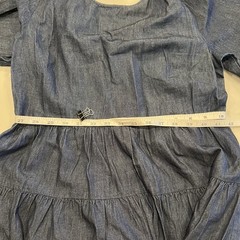 Draper James Dark Wash Denim Long Sleeve Midi Babydoll Bow Back Dress Size Small