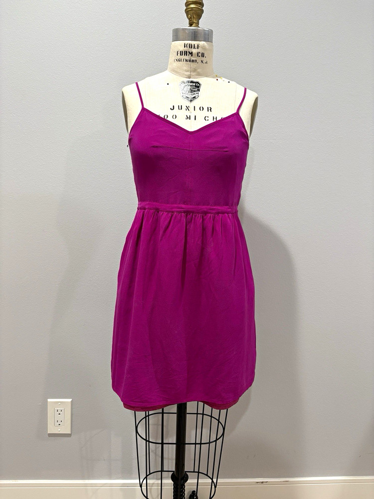 Madewell Purple Silk Mini Dress Lined Pockets Summer Dress Size 4