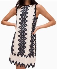 NEW Kate Spade Sand Dune Lace Shift Dress Great Cond Cream Black Womens 12