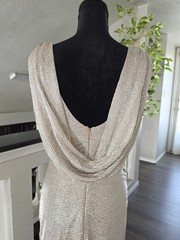 BLU SAGE Silver Metallic Lined Long Sheath Dress Boat Neck Sleeveless Size 4