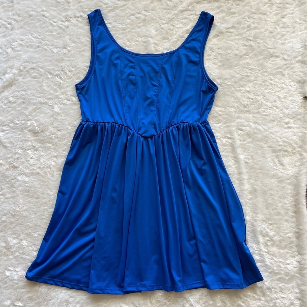NWOT Solid Royal Blue Stretchy Tank Babydoll Dress Sundress 3X