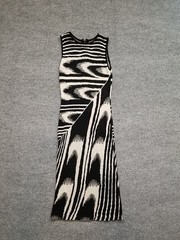 Unbranded Bodycon Dress Small Black & Cream Sleeveless 1/2 Back Zip Geometric *