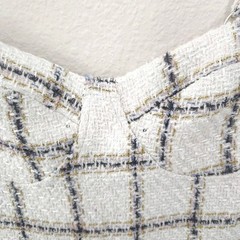 Lulu&rsquo;s Elevated Delight White Plaid Tweed Bustier Midi Sheath Dress Sz Large
