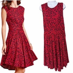 Anthropologie Moulinet Soeurs South Shore Dress Women&rsquo;s L Red Black Daisy Print
