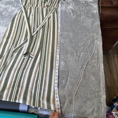 Naif Olive Green Striped Button Accent Maxi Dress Short Sleeve Belted Medium