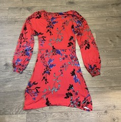 HOUSE Of HARLOW Revolve Siri Red Floral Soft Comfy Long-Sleeve Dress sz Small