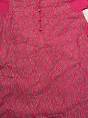 Gul Ahmed Ideas Pret Leaf Pattern Buttoned-Up Kurta Tunic Dress – Pink – Size M