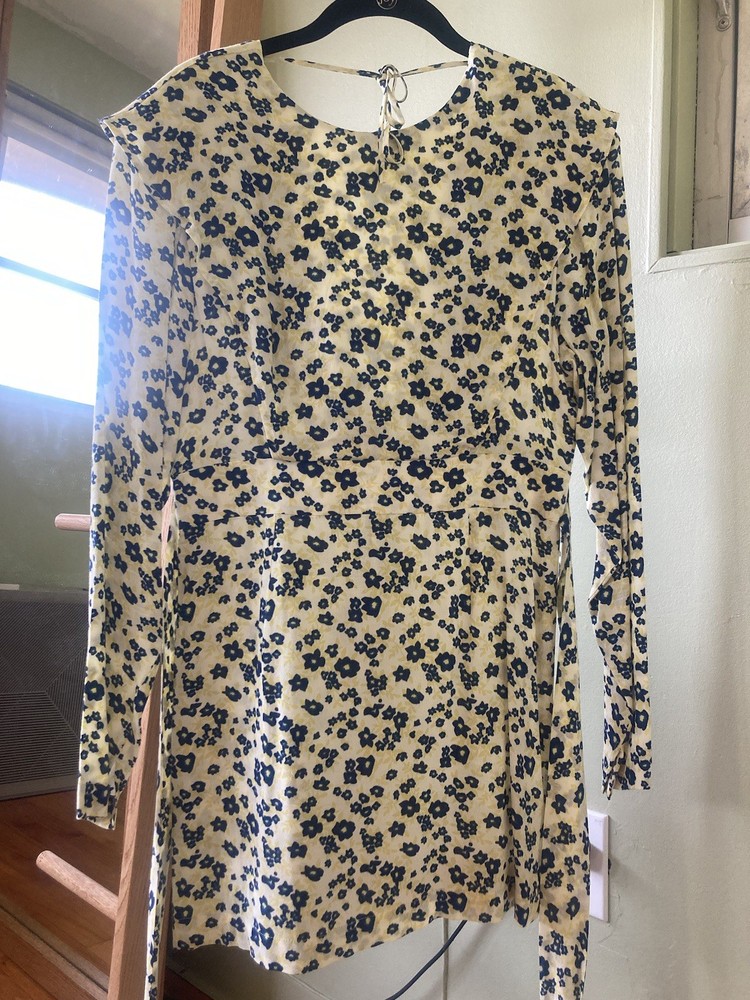 Rotate Birger Christensen Printed Yellow Mini Dress Size 6