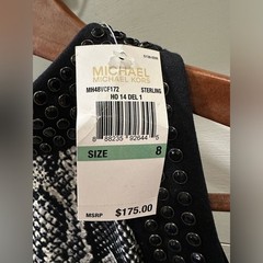 Michael Kors Black and Gray Snake Print Beaded Midi Dress- size 8