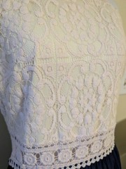 IZ Buyer Pink Lace lace Over White Halter With Navy Flowy Skirt