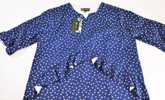 women&rsquo;s Cherfly blue dotted swing dress ruffles sizes X large short slvs v neck