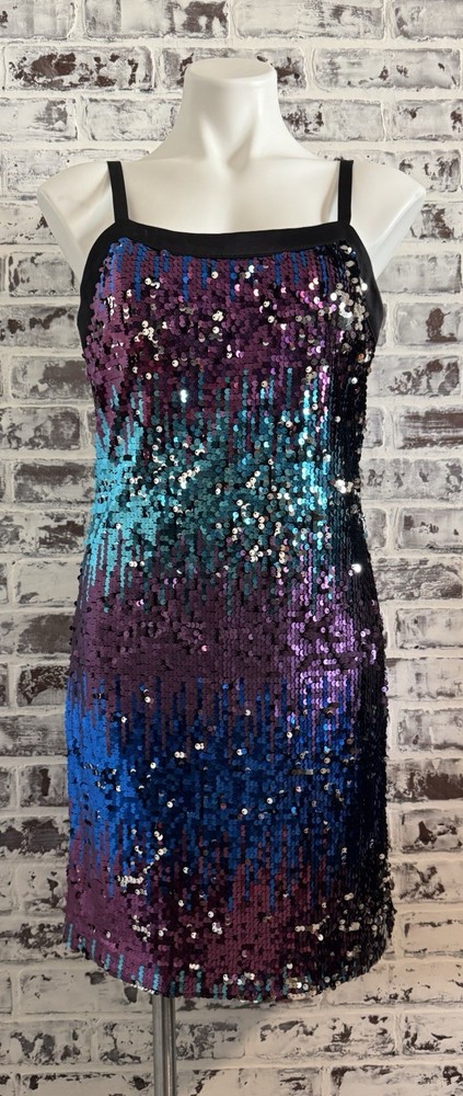 Laundry by Shelli Segal Sequin Mini Dress Sparkle Party Cocktail Adj Straps EUC