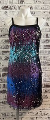 Laundry by Shelli Segal Sequin Mini Dress Sparkle Party Cocktail Adj Straps EUC