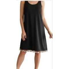 Little Black Sleeveless A-Line Dress Distinctive beads and dangling shells NWT
