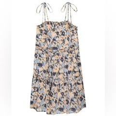 NWT Rails Caralyn Floral Cotton Mini Dress Tie Strap Size Large