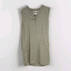 C&C California 100% Linen Dress Pockets Olive Green Women&rsquo;s Size S