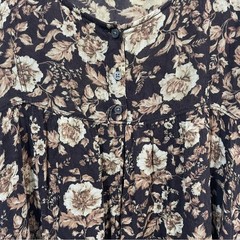 Denim & Supply Ralph Lauren Black Tan Floral Cotton Blend Sheer Tunic Top Size S