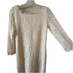 Diane Von Furstenberg DVF Zarita Ivory Stretch Lace Bodycon Full Zip Dress Sz 10