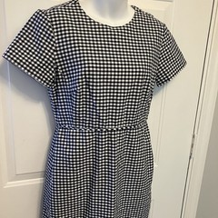 J Crew Women’s Size 6 Short Sleeve Sheath Lined Dress Black & White Gingham