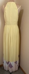 French Connection (8) Pleated Maxi Dress Yellow Beach Spring V-Neck