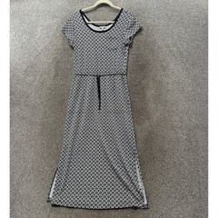 Talbots Maxi Dress Small Petite Black Short Sleeve Side Slits Comfort Pockets