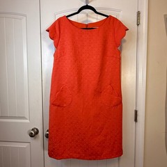 Madison Leigh Coral Textured Heart Pocket Shift Dress Womens 16 Flutter Sleeve