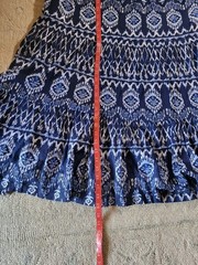 Tommy Bahama Navy Ikat Midi Tiered Dress L Cotton Resort Vacation with Pockets