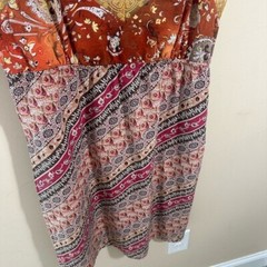 Y2K Boho cami patchwork muted tone tank Slip Dress size L