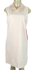 Betsey Johnson 10 Almond Pink Lined Beaded Collar Sleeveless Above Knee Dress