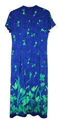 Vtg Positive Attitude 90s Blue Green Floral Maxi Dress Womens 10 Rayon Tie Back