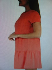 Nicole Miller Crew Neck Tiered K/L Dress-Short Sleeve-Coral-Size M (8-10)- NWT