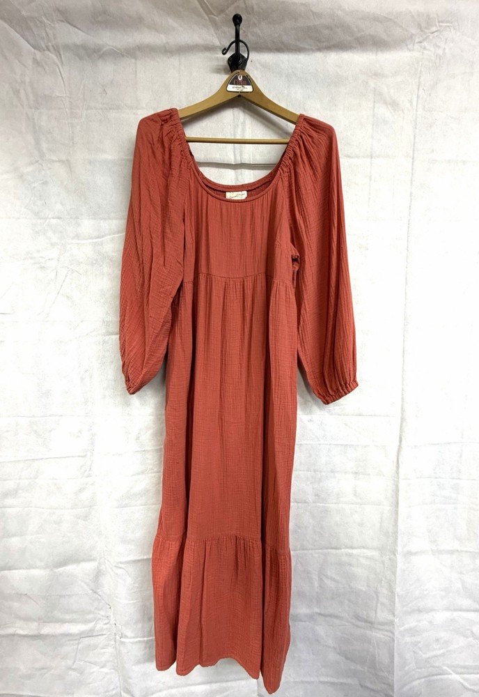 Universal Threads Rust Cottage Core Off Shoulder Fit Flare Cottage Core Dress M
