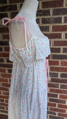 Handmade Floral Maxi Dress-Cottagecore-Ribbon Straps-Ruffle Sundress -One Size