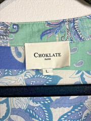 Choklate Paris Silk Blend Patchwork Boho Tunic Dress Large Paisley Bell Sleeve
