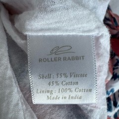 Roller Rabbit Hibiscus Pink Ruched V-Neck Women Medium Smocked Knee length flare