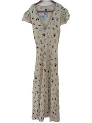 NWT Gap Doen Floral Maxi Dress Cream w/ Pansy Print Ladies 0