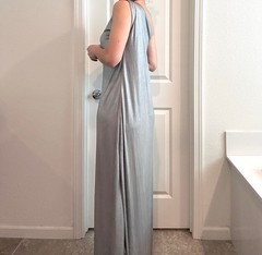 Handmade Silver Glam One Shoulder Slit Long Dress size M/L/XL