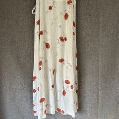 a.n.a Women’s Cottagecore Ivory Floral Wrap Dress Size M Tie Waist V Neck Modest