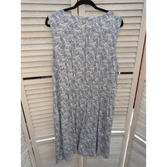 Cj Banks Womens 2X Blue Floral Sleeveless Rayon Midi Shift Dress NWT 20/22W