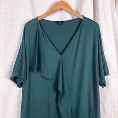 COS drape front jersey dress bottle green relaxed fit short sleeve shift batwing