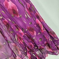 Vintage y2k Gilar Purple Floral Beaded Maxi Ruffle Slinky Fairy Prom Sz 8