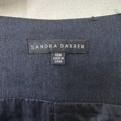 Sandra Darren Minimalist Blue Dark Wash Denim Belted Sheath Dress 18W Cap Sleeve