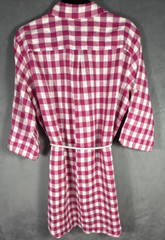 Karen Kane Size XL Linen Pink & White Check Button-Up Rope Belt Shirt Dress